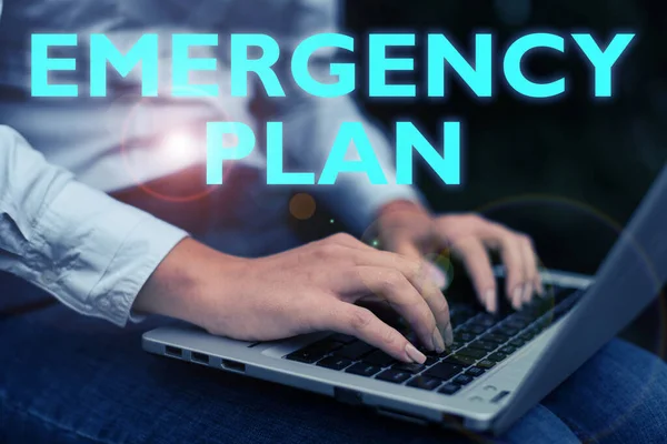 Hand Writing Sign Emergency Plan Business Concept Procedures Response Major —  Fotos de Stock
