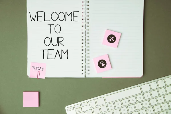 Text sign showing Welcome To Our Team, Business approach introducing another person to your team mates
