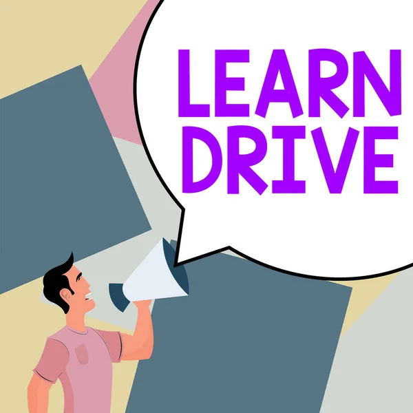 手写标志学习驾驶 学习驾驶汽车的商业概念 学习驾驶汽车的知识或技巧 — 图库照片
