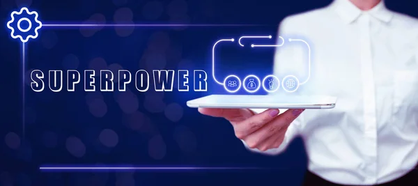 Tekst Bijschrift Presenteren Supermacht Concept Betekent Een Macht Vermogen Van — Stockfoto