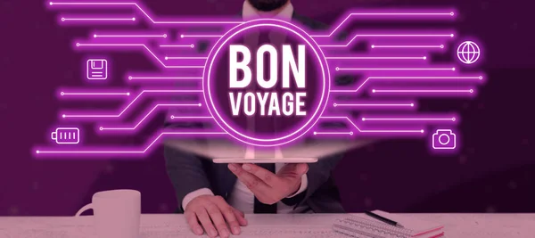 Текст Рукописного Тексту Bon Voyage Бізнес Ідея Використовується Вираження Добрих — стокове фото