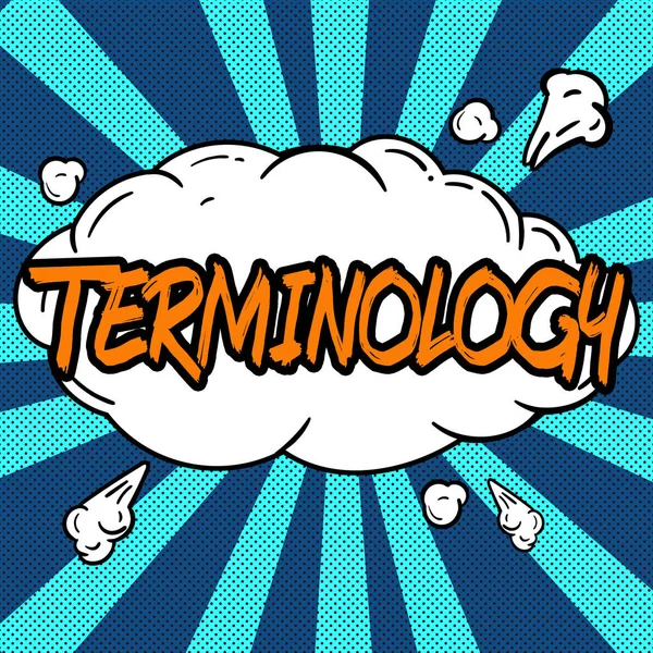 Znak Wyświetlający Terminologię Word Written Terms Used Particular Technical Application — Zdjęcie stockowe