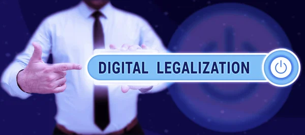 Testo Ispiratore Legalizzazione Digitale Panoramica Aziendale Accompagnata Dalla Tecnologia Dalla — Foto Stock