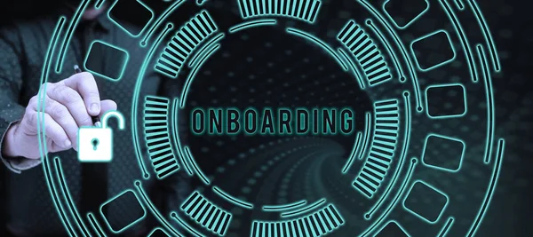 Podepsat Zobrazení Onboarding Přehled Podnikání Akce Proces Integrace Nového Zaměstnance — Stock fotografie