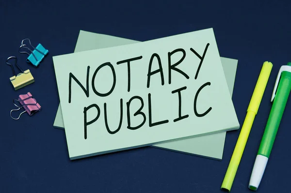 Text Sign Showing Notary Public Business Concept Legality Documentation Authorization — Stock fotografie