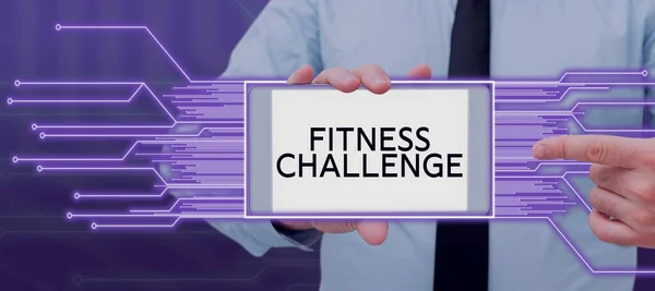 Text Sign Showing Fitness Challenge Word Condition Being Physically Fit — Stock Fotó