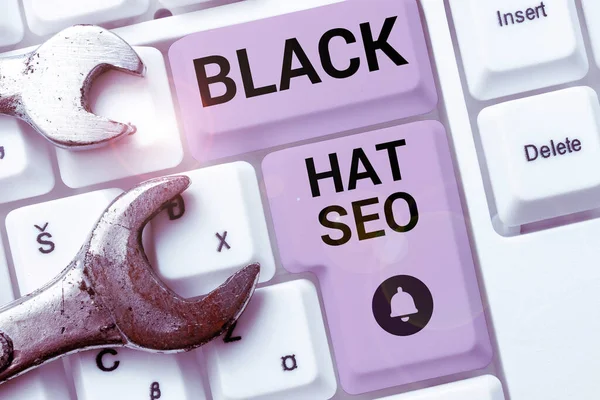 Inspiration Showing Sign Black Hat Seo Business Approach Search Engine — Foto de Stock
