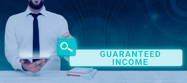 Text Sign Showing Guaranteed Income Business Idea Earnings Property Rental — Stok fotoğraf