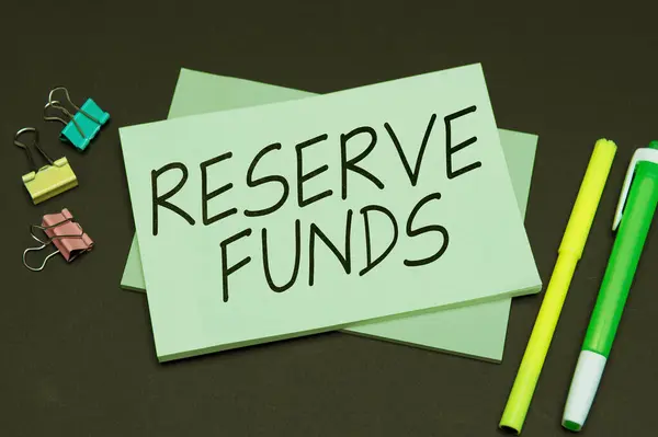 Hand Writing Sign Reserve Funds Concept Meaning Money Released Bank — Stock fotografie