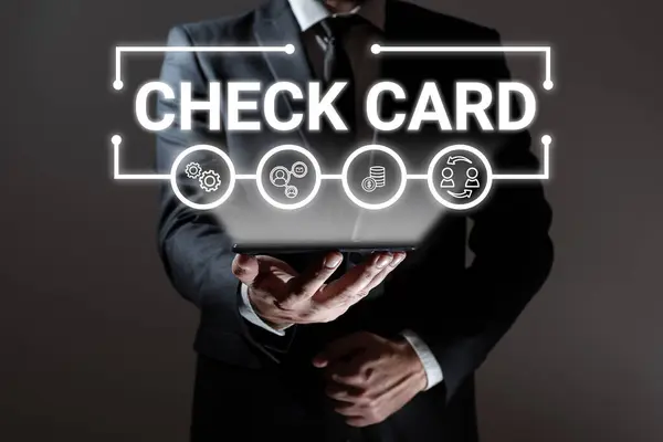 Conceptual Caption Check Card Business Overview Allows Account Holder Access —  Fotos de Stock