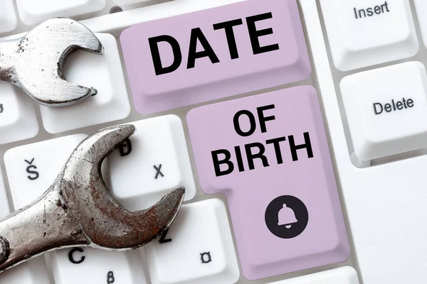 Conceptual display Date Of Birth, Business showcase Day when someone is born new baby coming pregnant lady