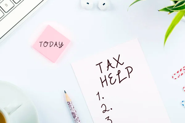 Sign Displaying Tax Help Internet Concept Assistance Compulsory Contribution State — Stok fotoğraf