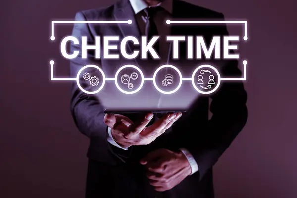 Text Caption Presenting Check Time Business Idea Instance Checking Time —  Fotos de Stock