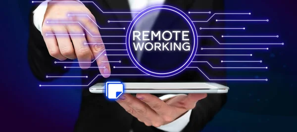 Text Showing Inspiration Remote Working Conceptual Photo Situation Which Employee — Stockfoto