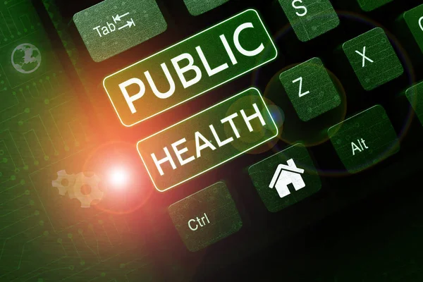 公衆衛生 ビジネスアプローチを示すサイン地域とその人々に健康的なライフスタイルを促進する — ストック写真