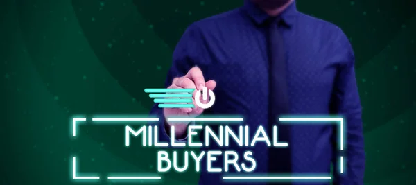 Inspiratie Uithangbord Millennial Kopers Business Concept Soort Consument Die Geïnteresseerd — Stockfoto