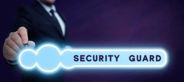 Tekst Pokazujący Inspirację Security Guard Business Approach Tools Used Manage — Zdjęcie stockowe