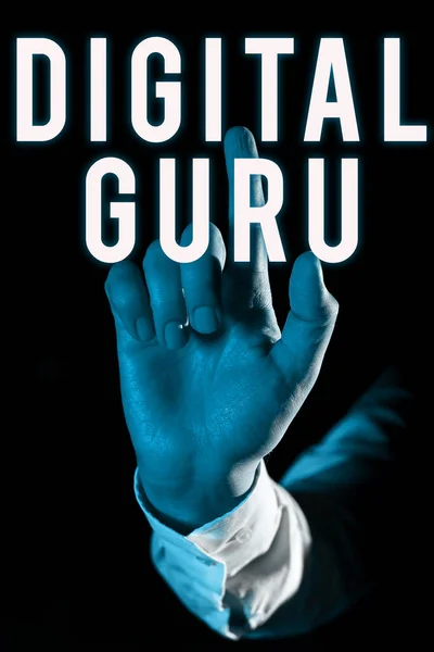 Text Caption Presenting Digital Guru Business Idea Teacher Intellectual Guide —  Fotos de Stock