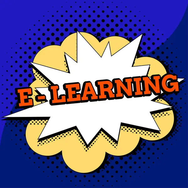 Σήμα Κειμένου Που Δείχνει Learning Έννοια Σημαίνει Εκπαίδευση Μέσω Ηλεκτρονικών — Φωτογραφία Αρχείου