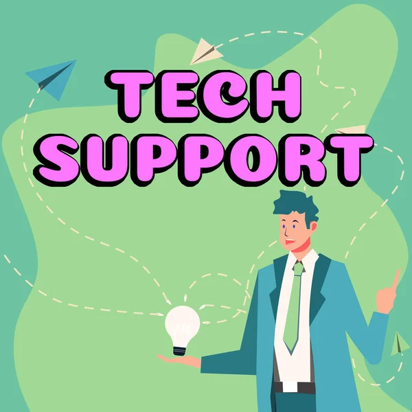 Text Sign Showing Tech Support Word Written Assisting Individuals Who — Stock Photo, Image