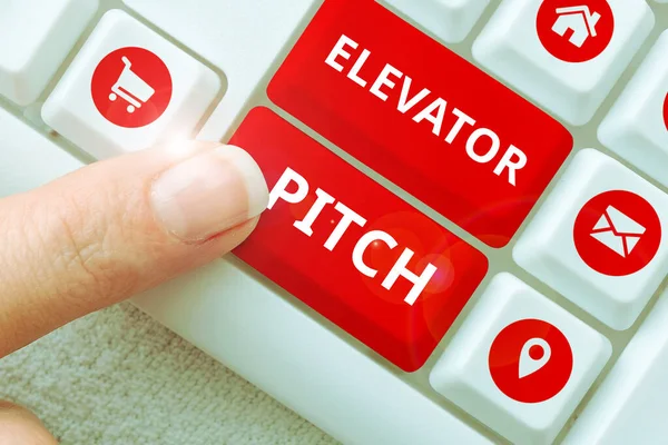 Sign Displaying Elevator Pitch Business Idea Persuasive Sales Pitch Brief — Foto de Stock