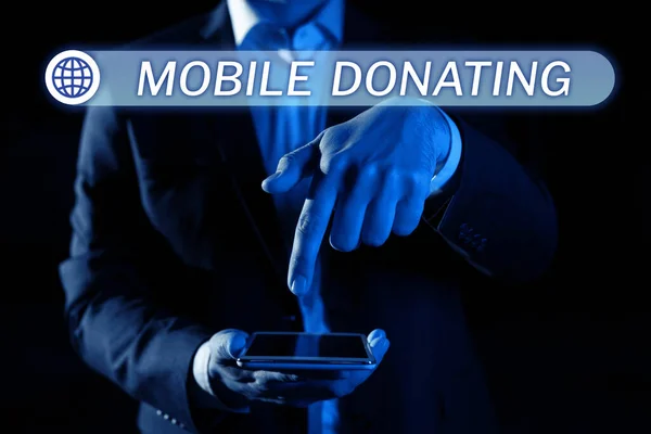 Firma Visualizzazione Mobile Donazione Approccio Business Dare Qualcosa Una Carità — Foto Stock