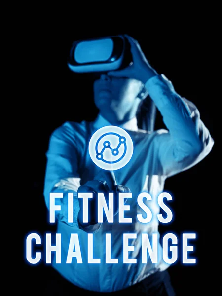 Text Bildtext Presenterar Fitness Challenge Affärsöversikt Tillstånd Att Vara Fysiskt — Stockfoto