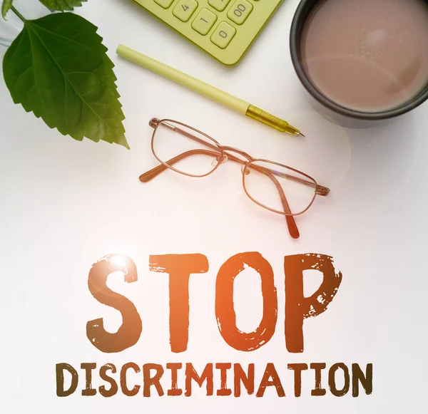 Sign Displaying Stop Discrimination Business Overview Prevent Illegal Excavation Quarry — Stockfoto