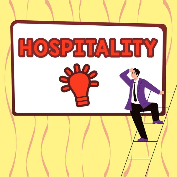 Conceptual Caption Hospitality Business Approach Friendly Generous Reception Entertainment Guests — Foto de Stock