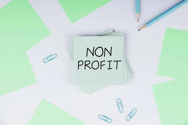 Text Sign Showing Non Profit Business Approach Type Organization Does — Foto de Stock