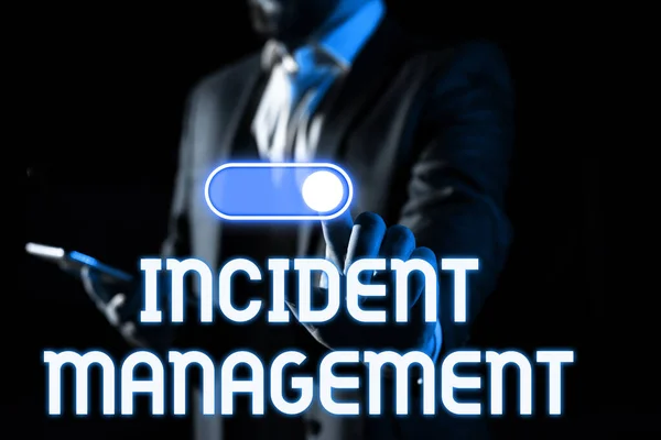 Text Bildtext Presenterar Incident Management Word Skrivet Processen För Att — Stockfoto