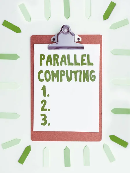 Sign Displaying Parallel Computing Word Written Simultaneous Calculation Means Software — Stockfoto