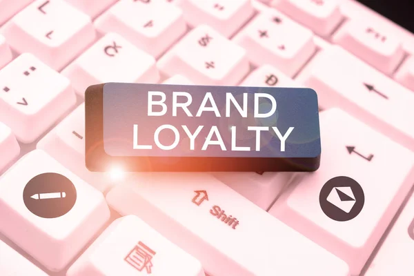 Writing displaying text Brand Loyalty, Business concept Repeat Purchase Ambassador Patronage Favorite Trusted