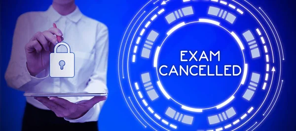 Text sign showing Exam Cancelled, Business showcase the precise predictions and rigorous methods of testing