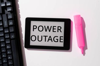 Writing displaying text Power Outage, Business approach The ability to influence peers for attaining the goals