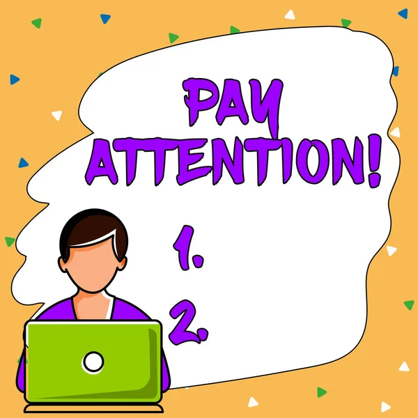 Text Caption Presenting Pay Attention Conceptual Photo Take Notice Someone — Fotografia de Stock