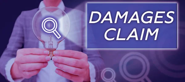 Text Caption Presenting Damages Claim Word Demand Compensation Litigate Insurance — Stock Photo, Image