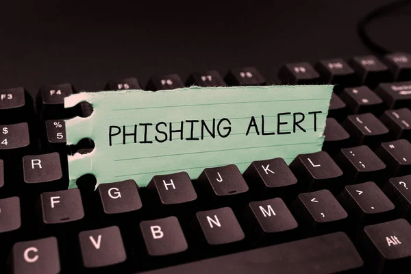 Testo Che Mostra Ispirazione Phishing Alert Vetrina Aziendale Consapevole Del — Foto Stock