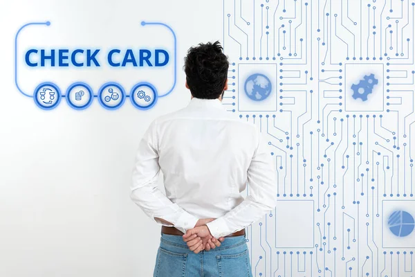 Text Caption Presenting Check Card Internet Concept Allows Account Holder —  Fotos de Stock