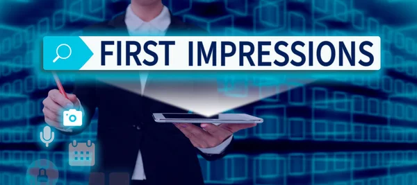 Inspiration Showing Sign First Impressions Business Overview What Person Thinks — Stock Photo, Image