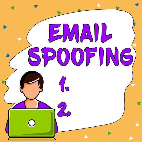 Bildunterschrift Mail Spoofing Geschäftskonzept Sichert Zugang Und Inhalt Eines Mail — Stockfoto
