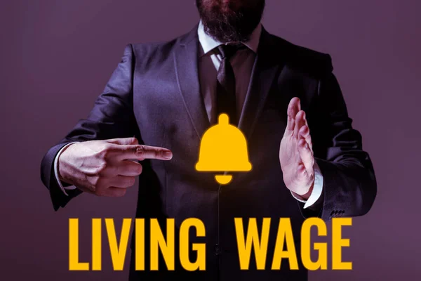 Text Showing Inspiration Living Wage Business Concept Wage High Enough — Zdjęcie stockowe