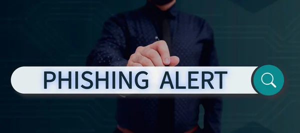 Text Caption Presenting Phishing Alert Internet Concept Aware Fraudulent Attempt — Stock fotografie