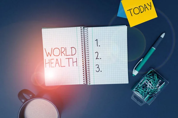 Tekstbord Voor Wereldgezondheid Zakelijke Aanpak Werelddag Van Actie Ter Bestrijding — Stockfoto