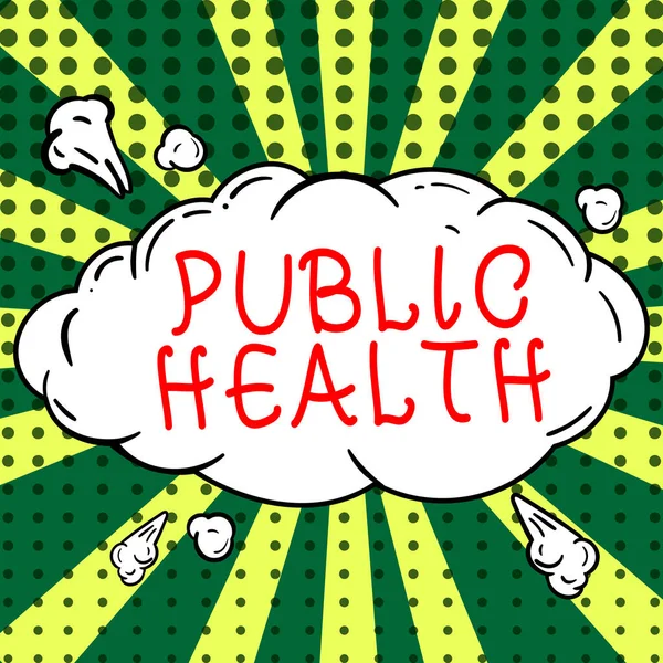公衆衛生を示すテキスト記号 コミュニティとその人々への健康的なライフスタイルの促進に関する言葉 — ストック写真