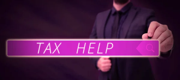 Inspiration Showing Sign Tax Help Concept Meaning Assistance Compulsory Contribution — Stock Photo, Image