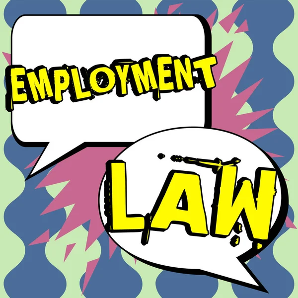 就业法 互联网概念 的文字标志涉及雇主和雇员的法定权利和义务 — 图库照片