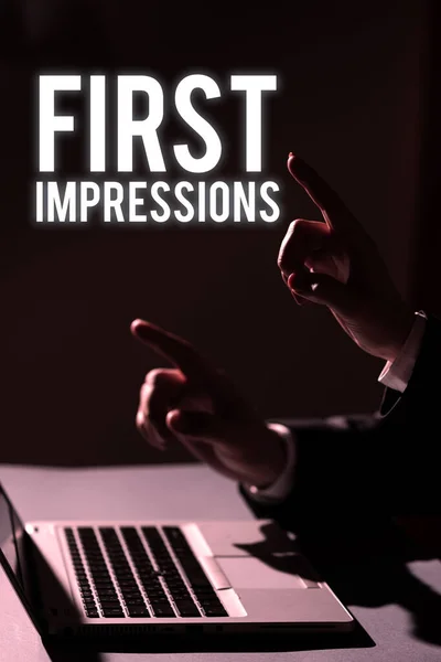 Text Showing Inspiration First Impressions Business Concept What Person Thinks — Photo