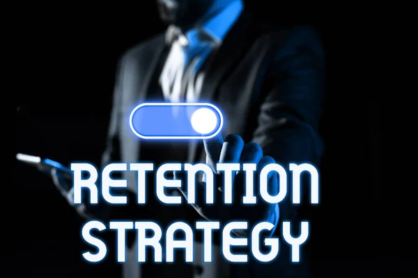 Sign Displaying Retention Strategy Business Approach Activities Reduce Employee Turnover — Stock fotografie