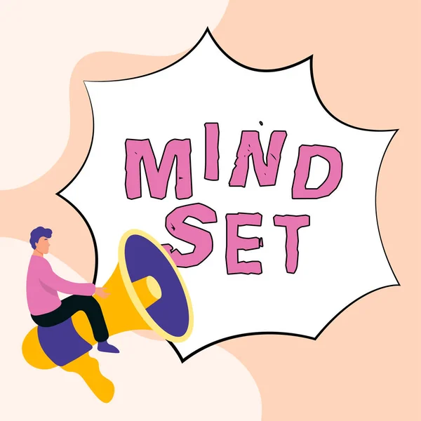 Exibição Conceitual Mind Set Concept Meaning Pensamento Padrão Uma Pessoa — Fotografia de Stock